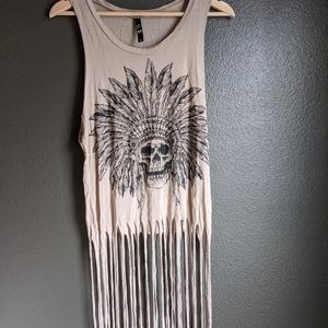 Boho sleeveless fringe shirt size Medium